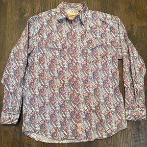 Rafter C Pearl Snap Cowboy Collection Paisley Western Shirt ProFlex 45